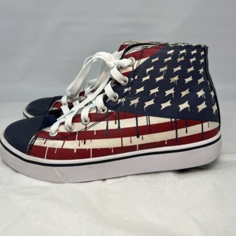 Heelys Hustle American Flag Canvas Sneaker Shoes Hi Top Men Size 7